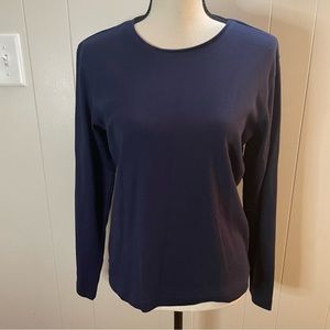 Talbots Navy Velvet Neckline Tee.